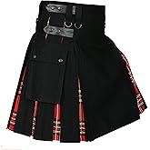 Men ' s Hybrid Utility Kilt Black & Irish Tartan