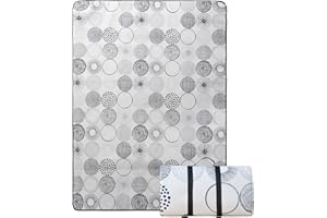 HYSEAS Picnic Outdoor Blanket, Waterproof Foldable 60"x79" with Carry Strap Blanket, 3-Layer Outdoor Picnic Mat for Beach, Camping, Grass Lawn Park, Ideal Couples Gift, Black and White Circles