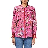Kobi Halperin Women's Long Sleeve, Blouse, Collarless, Button Down, Printed