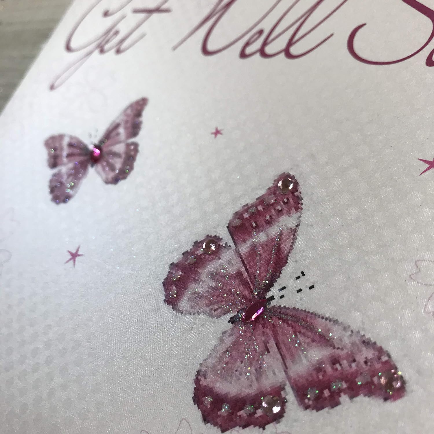 WHITE COTTON CARDS Get Well Soon Handmade Card, Butterflies, WB89,16cm x 16cm - Image 4