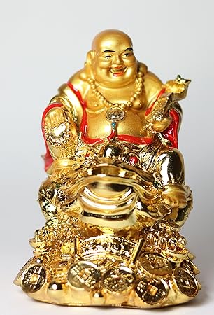 J.P Retail feng Shui Laughing Buddha with Money Frog on Bed of Wealth for Money, Success and happpiness
