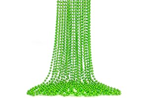 HAIYUJI 12 PCS St Patricks Day Bead Necklace, Green Mardi Gras Beads, Plastic Beaded Necklace Party Accessories Decor 32" Parade Throws Party Supplies for St. Patricks Day Christmas Xmas Carnival Baby Shower