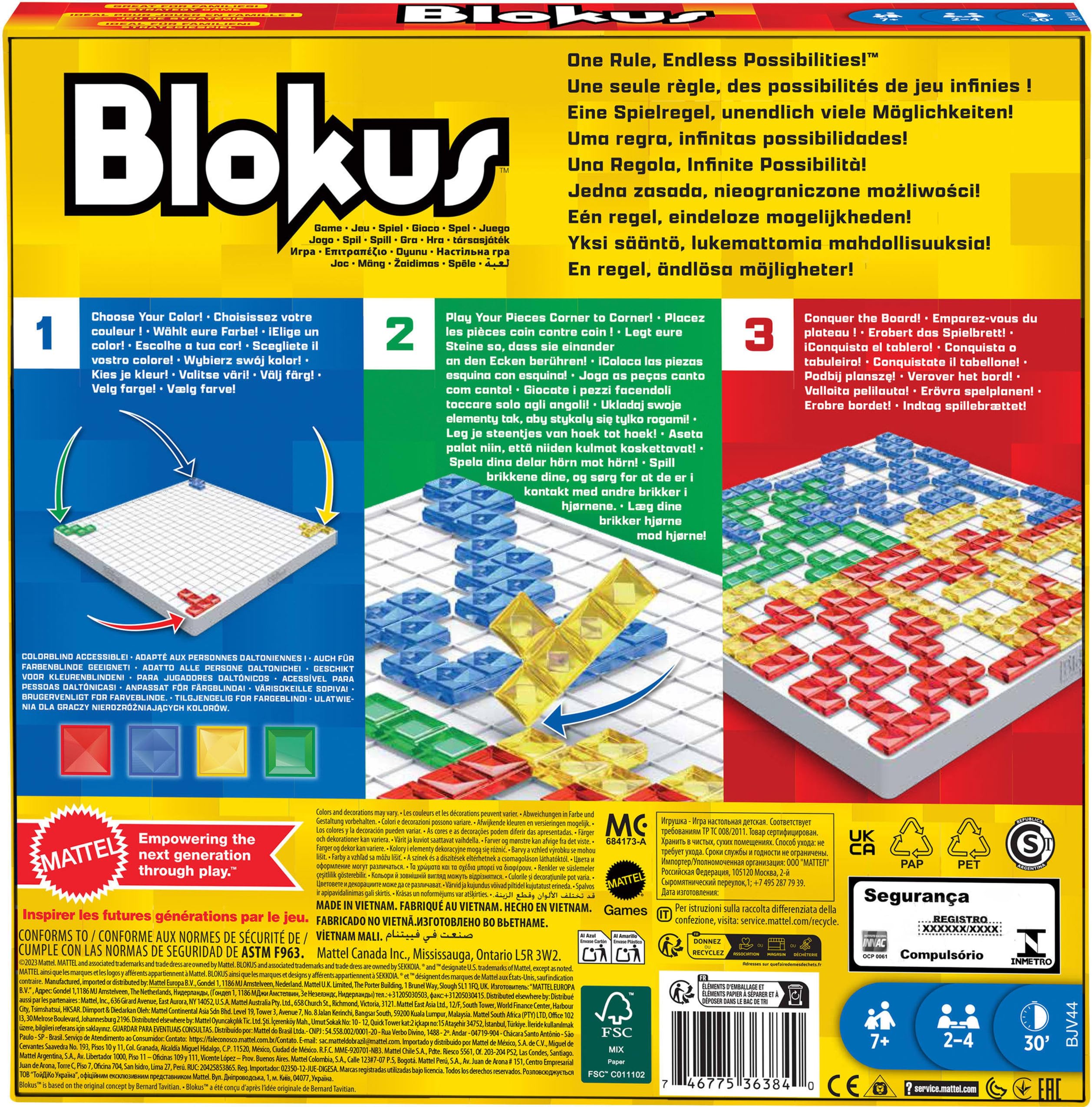 Mattel Games Blokus Spiel, Brettspiel für die Familie, Strategiespiel, für 2-4 Spieler, Gesellschaftsspiel, ab 7 Jahren, BJV44 5