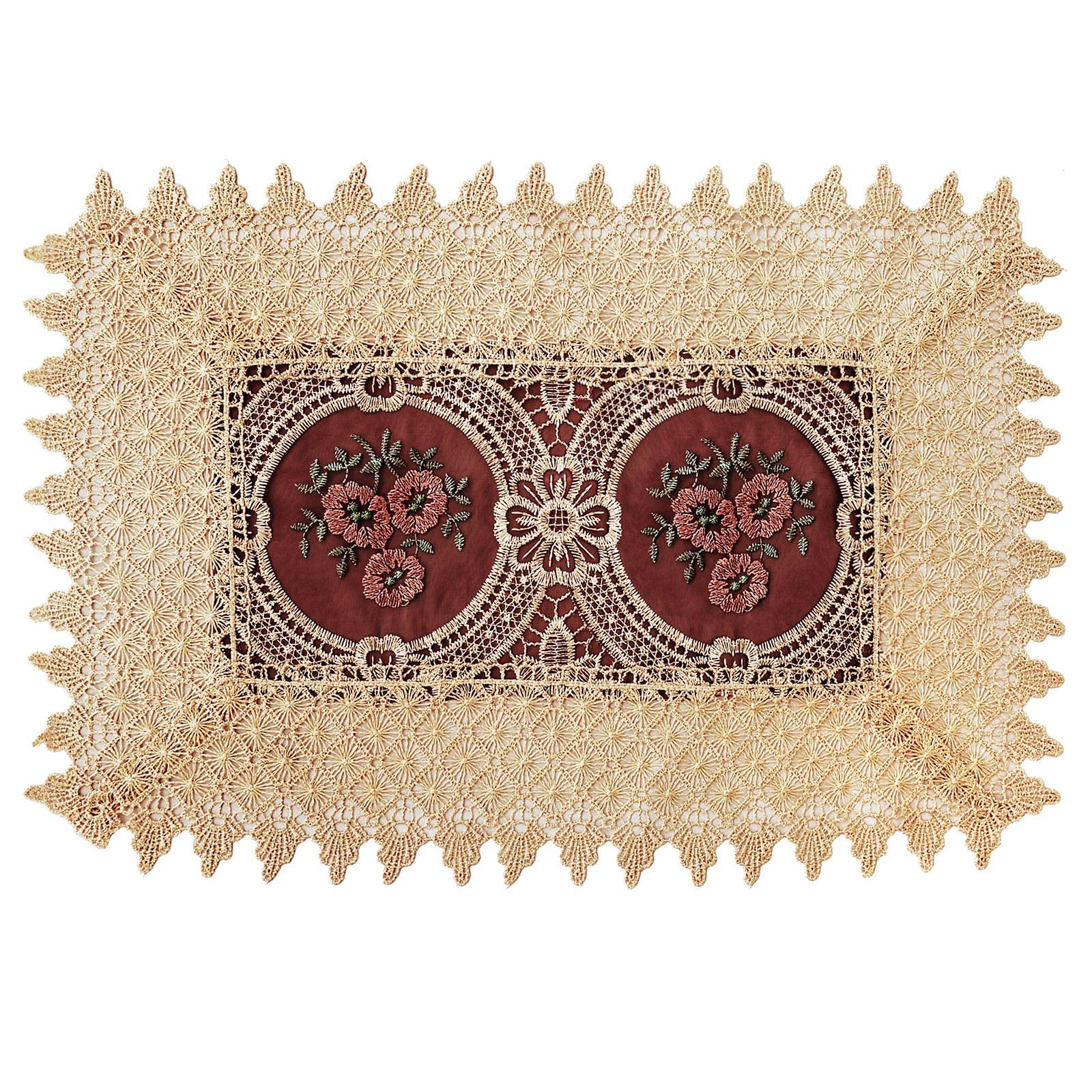 Simhomsen Vintage Look Burgundy Lace Table Placemats, Rectangle 12 × 18 inch, Set of 6