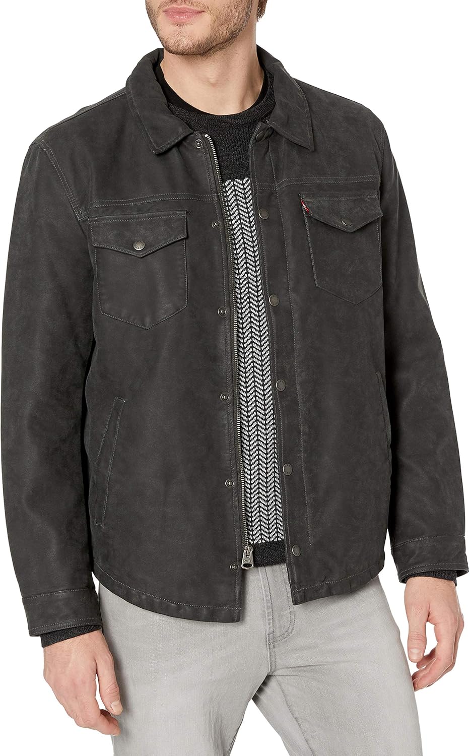 Levi's Men's Smooth Lamb Touch Faux Leather Shirt Jacket, Dark Grey, XLarge Amazon.ca
