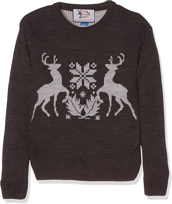 British Christmas Jumpers Boy's Stag Jumper, Grey, 56 Years Amazon.co