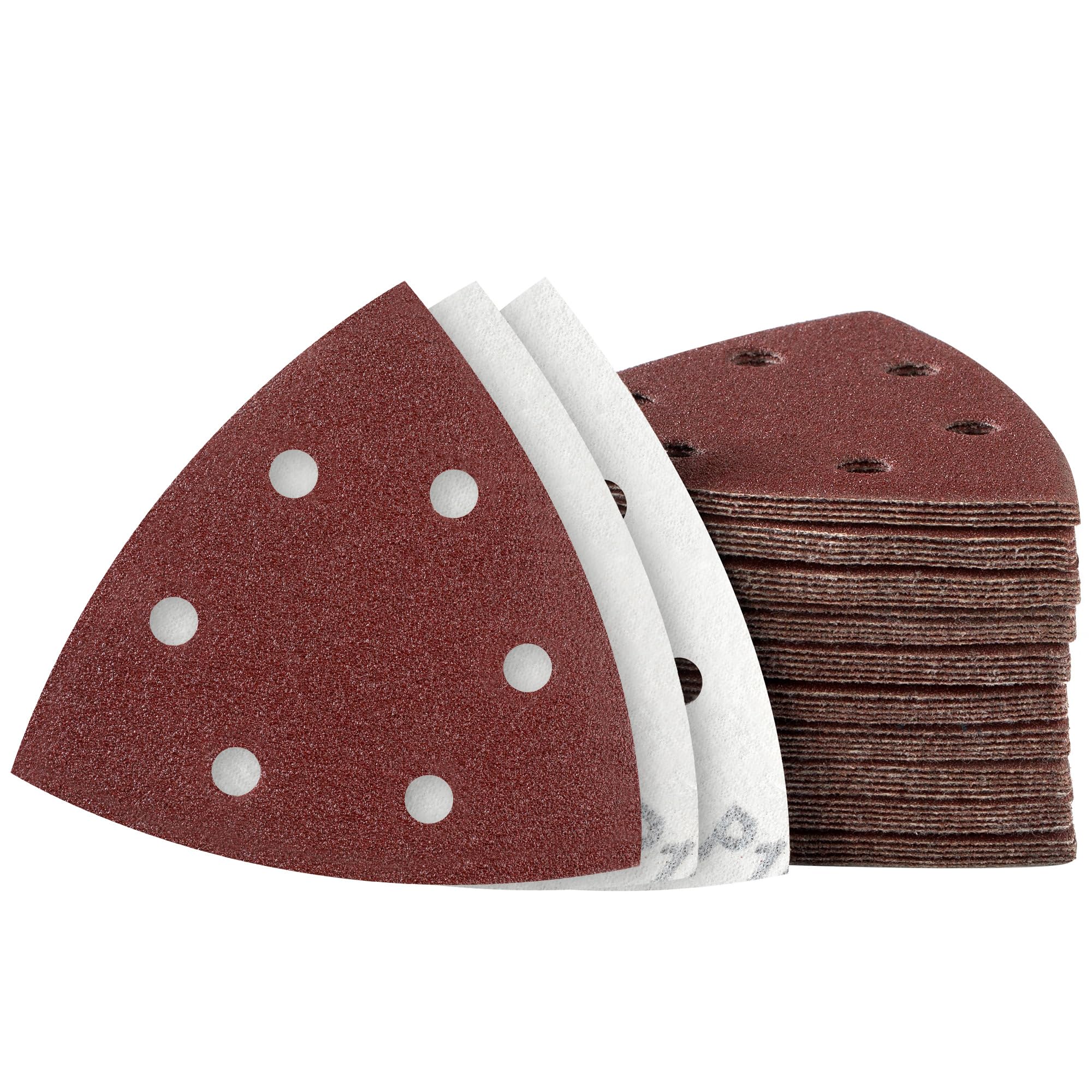 MIDO Professional Abrasive Triangle Sanding Pads 50 Pcs 93 mm 100 Grit Detail Sander Pads 6 Holes Sanding Sheets Sander Sandpaper Hook and Loop Sander Pad