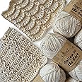 Cotton to The Core Speckled Soft Baby Yarn for Crocheting, 6 Skeins, 810Yds/300G, Free Patterns - Size 3 DK Light Worsted Weight Cotton Yarn for Knitting - Banana Cream
