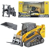 Gemini&amp;Genius Construction Truck 3 in 1 Tracked Forklift Toys for Kids | 1/50 Scale Alloy Tracked Tractor with Metal Loader Shovel and Grab Shovel Construction Vehicle Toys for Kids(Tracked / Brown)
