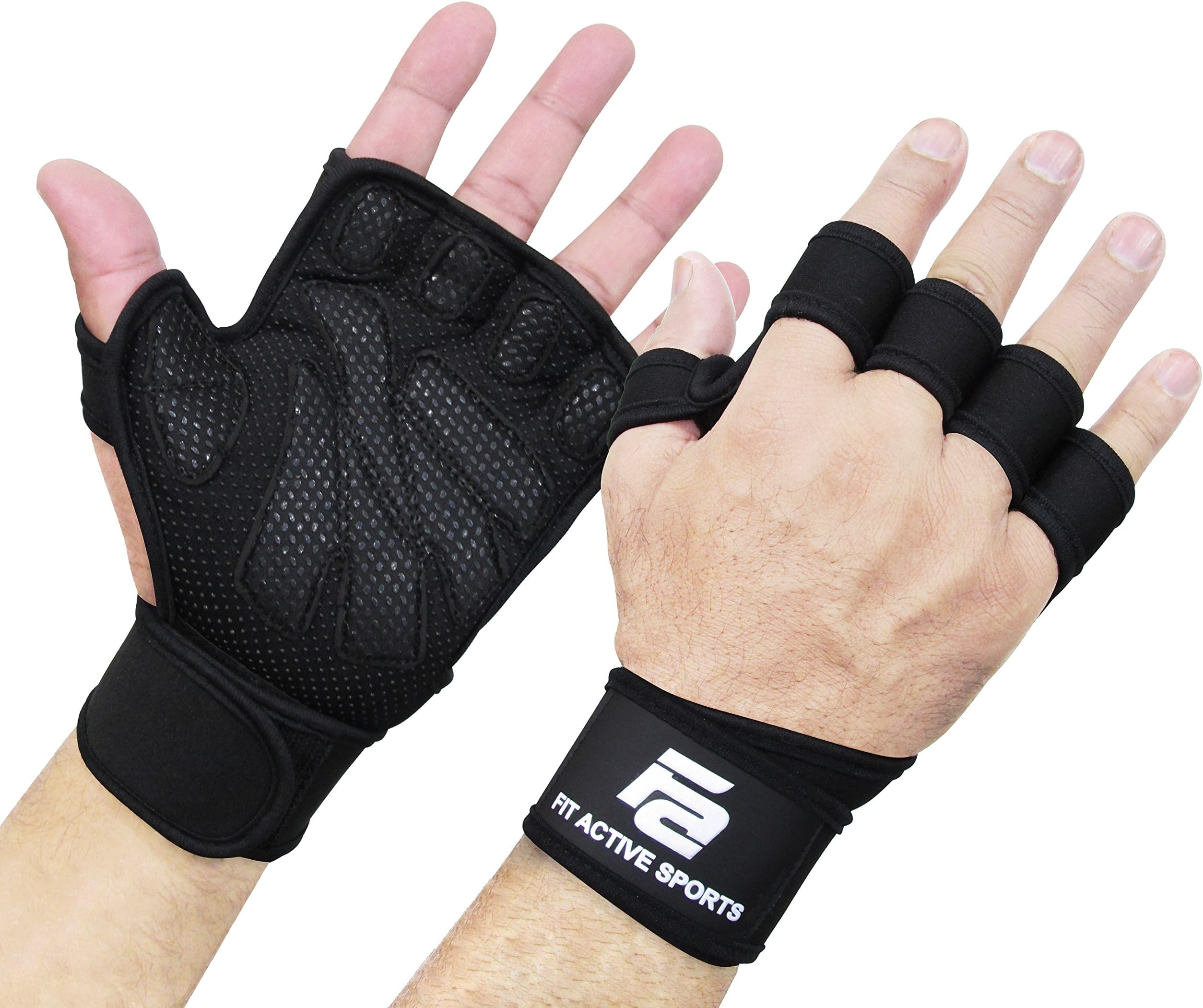 New Ventilated Weight Lifting Gloves with Built-In Wrist Wraps, Full Palm Protection & Extra Grip. Great for Pull Ups, Cross Training, Fitness, WODs & Weightlifting. Suits Men & Women