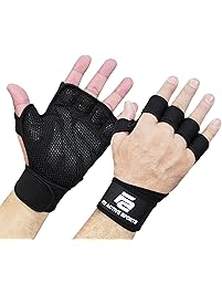 New Ventilated Weight Lifting Gloves with Built-In Wrist Wraps, Full Palm Protection & Extra Grip. Great for Pull Ups, Cross Training, Fitness, WODs & Weightlifting. Suits Men & Women
