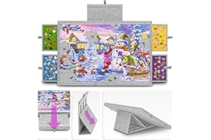 Tektalk Jigsaw Puzzle Table with Integrated Adjustable Stand/Bracket, 3-Tilting-Angle Super Lightweight Felt Puzzle Plateau Board with Cover & 4 Sorting Drawers (Light Gray, for Up to 1000 Pieces)