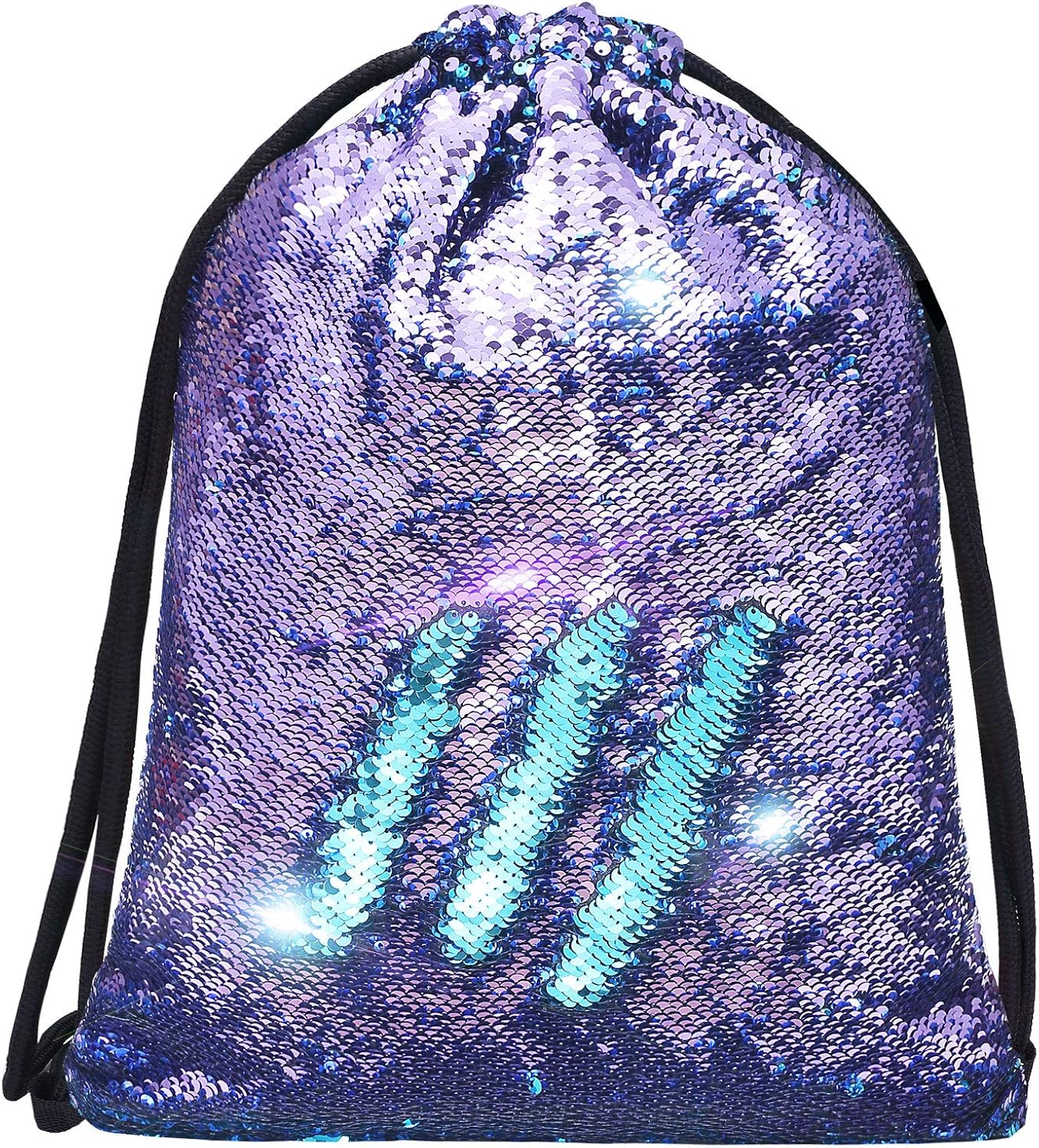 Alritz Mermaid Sequin Drawstring Bags Reversible Sequin Dance Bags Gym Backpacks for Girls Kids