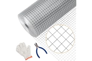 KICARI Hardware Cloth 1/4 inch 48 x 100 ft,23 Gauge Wire Metal Mesh Roll for Chicken Coop Garden Fence,Powder Coated Galvanized Welded Fence for Poultry Cage Home Improvement Projects