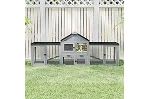 COZIWOW 82inches Extra Large Wood Rabbit Hutch Outdoor Easy to Assemble and Stable Bunny Cage Indoor with Cleaning Tray & Waterproof Roof for Small and Medium Bunny Rabbit Chick