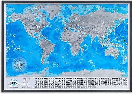 2maps Carte Du Monde à Gratter Avec Cadre Grande Carte De