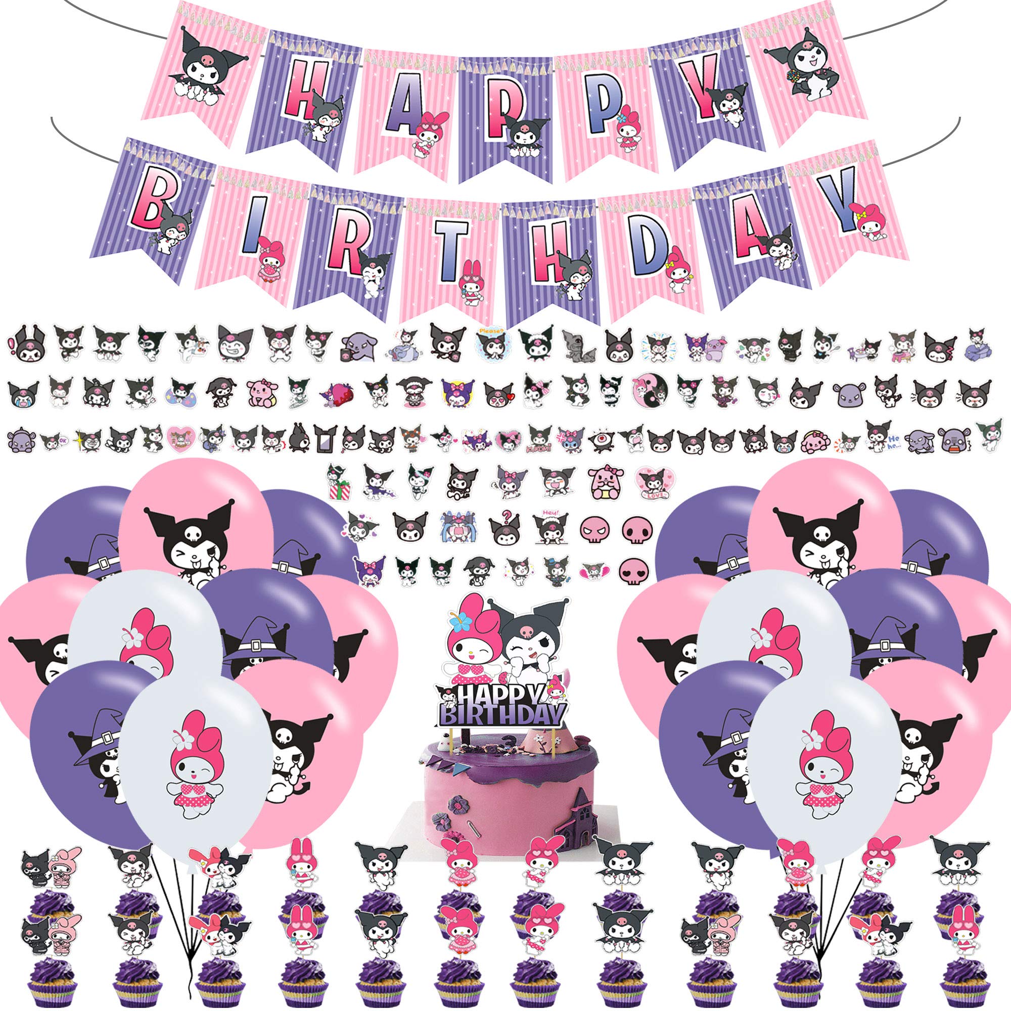 buy-osugin-152-pcs-kuromi-party-decorations-set-kuromi-theme-birthday