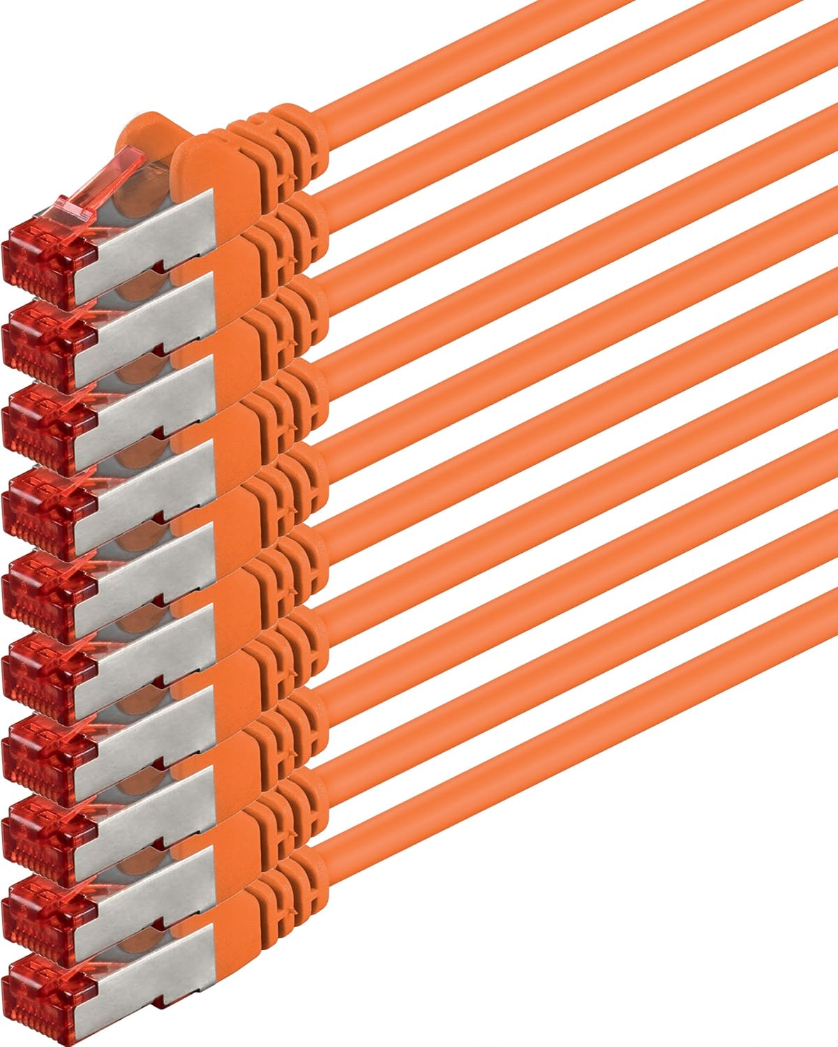 1aTTack.de 10x 5m - Cat 6 network cable patch cable Cat6 RJ45 SFTP - orange, 5,0 Meter
