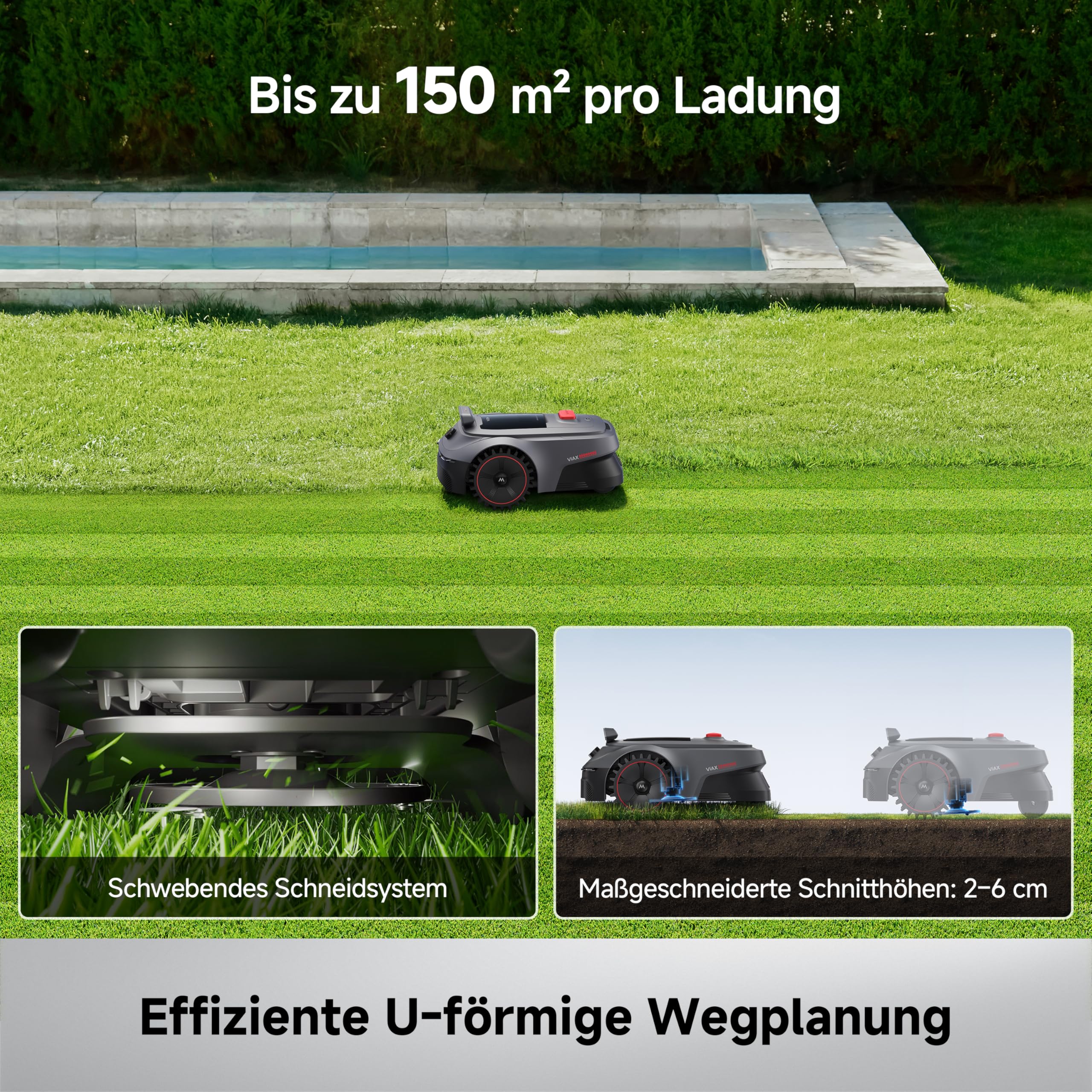 MOVA ViAX 500 Mähroboter Ohne Begrenzungskabel, Empf. 600 m², KI-gestützte Kartierung, 360°-LiDAR & Dual-KI-Vision, Intelligente Hindernisvermeidung, U-Fahrbahn, Kantenschnitt, App-Steuerung 4