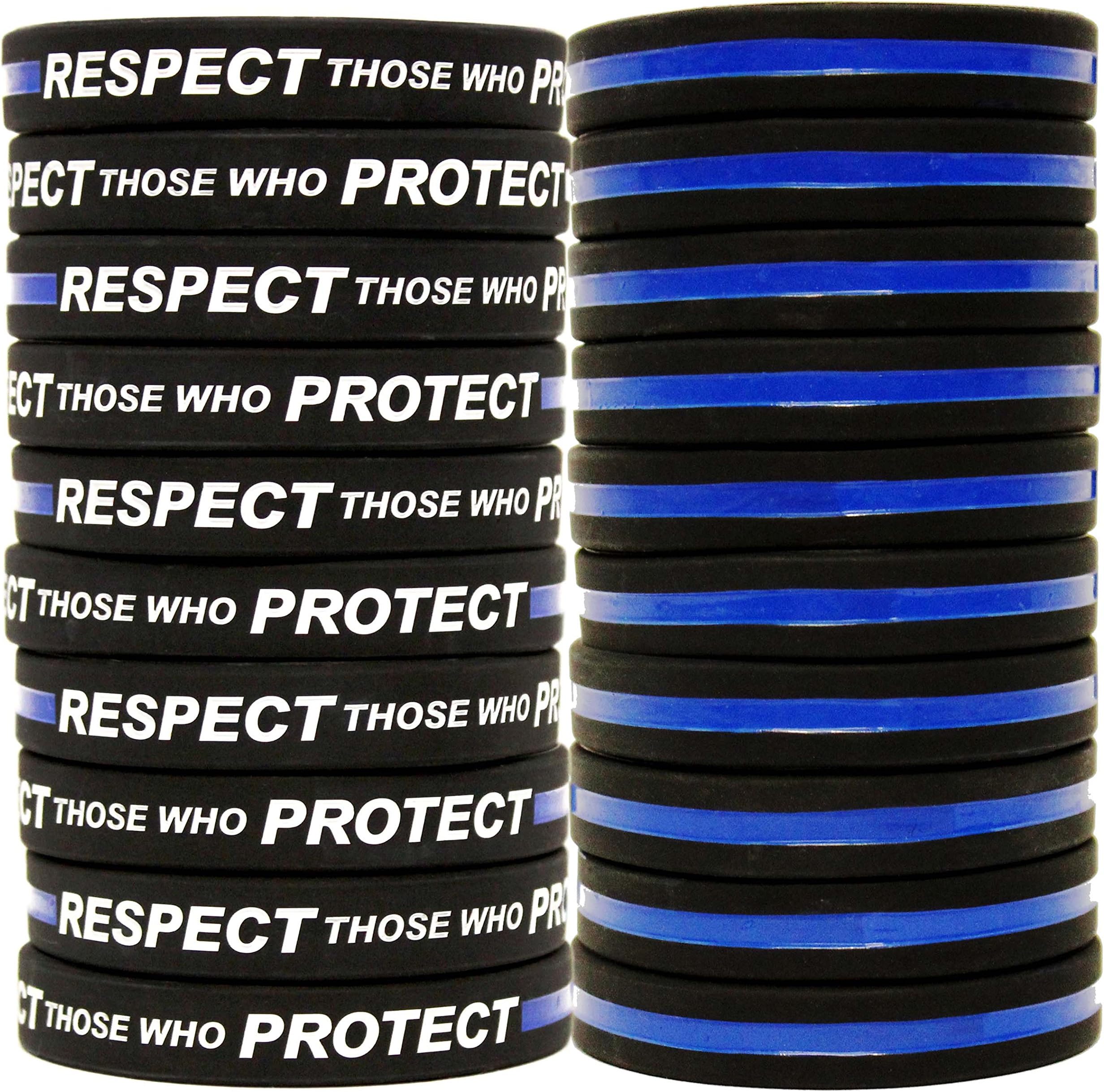 Jades Bands Respect Those Who Protect, Back The Blue, Blue Lives Matter, Thin Blue Line Wristband