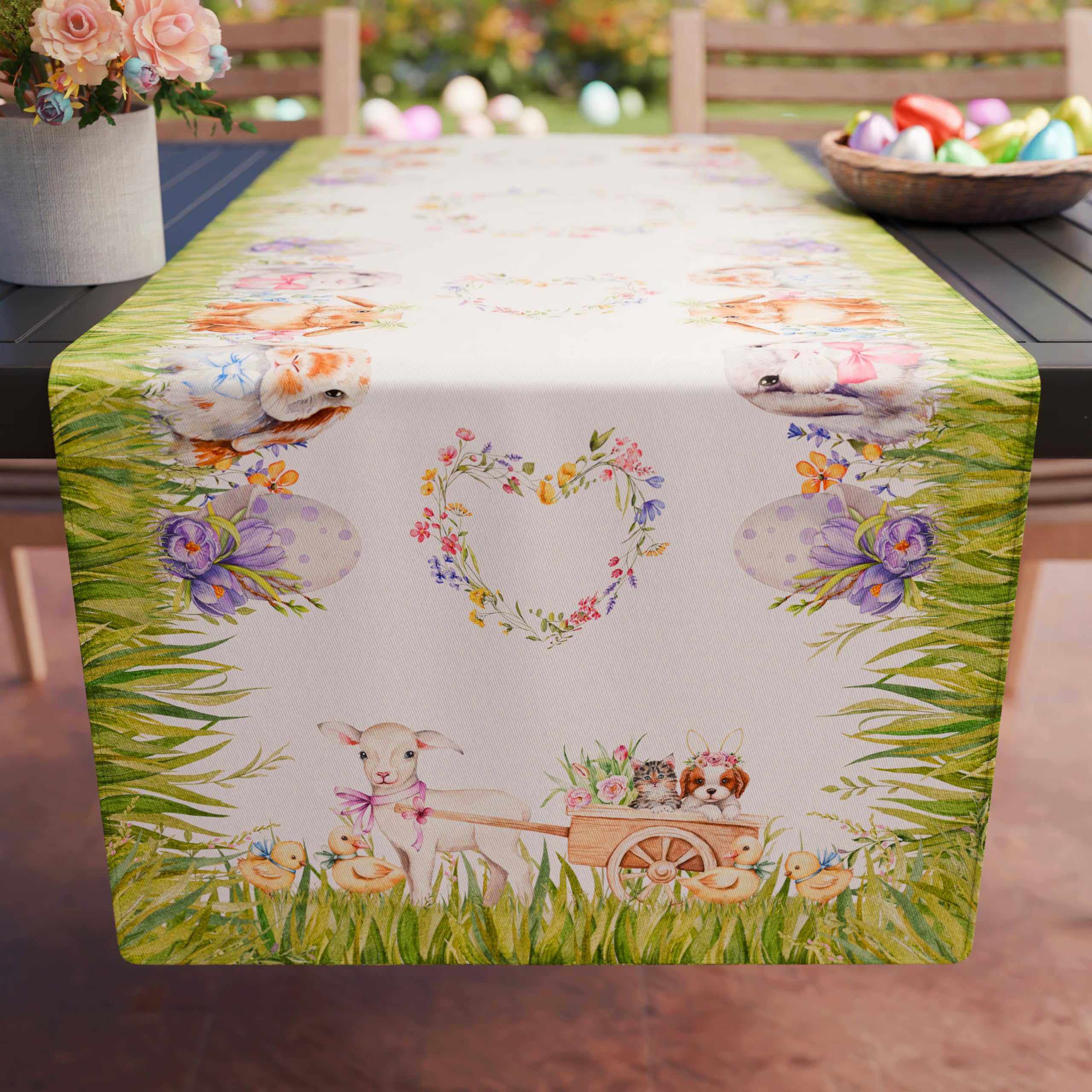 PETTI Artigiani Italiani Easter Table Runner Digital Print Tablecloth 100% Made in Italy