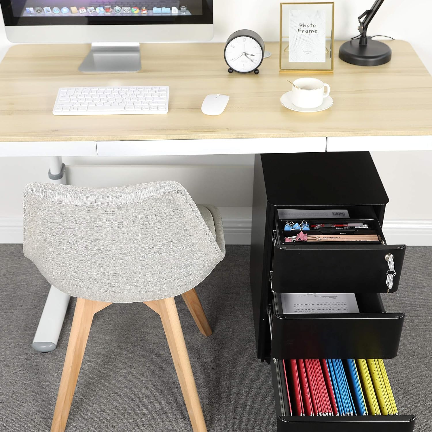 YITAHOME 3-Drawer Metal Filing Cabinet Office Drawers with Keys, Compact Slim Portable File Cabinet, Pre-Built Office Storage Cabinet for A4/Letter/Legal (Black): Furniture & Decor