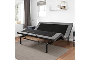GOLDORO Ergonomic King Size Adjustable Bed Base with Adjustable Legs, Wireless Remote Control, Whisper Quiet Durable Motor, Independent Head and Foot Incline, Fabric Covered, Foam Strips Padded Edge