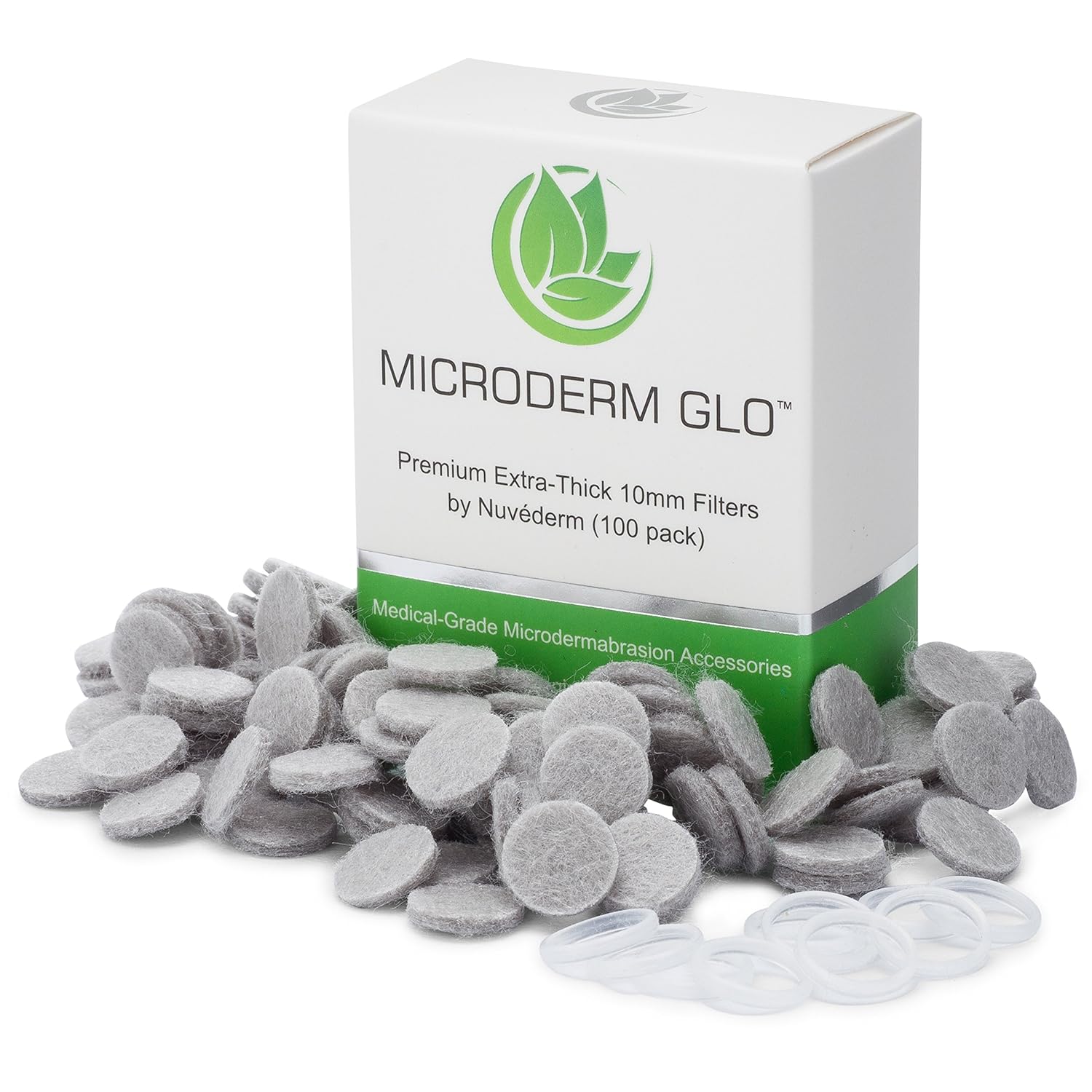 Microderm GLO Premium Extra-Thick 10mm Filters by Nuvéderm (100 pack) - Medical Grade Microdermabrasion Accessories with Patented Safe3D Technology, FDA Approved, Safe for All Skin Types.: Beauty