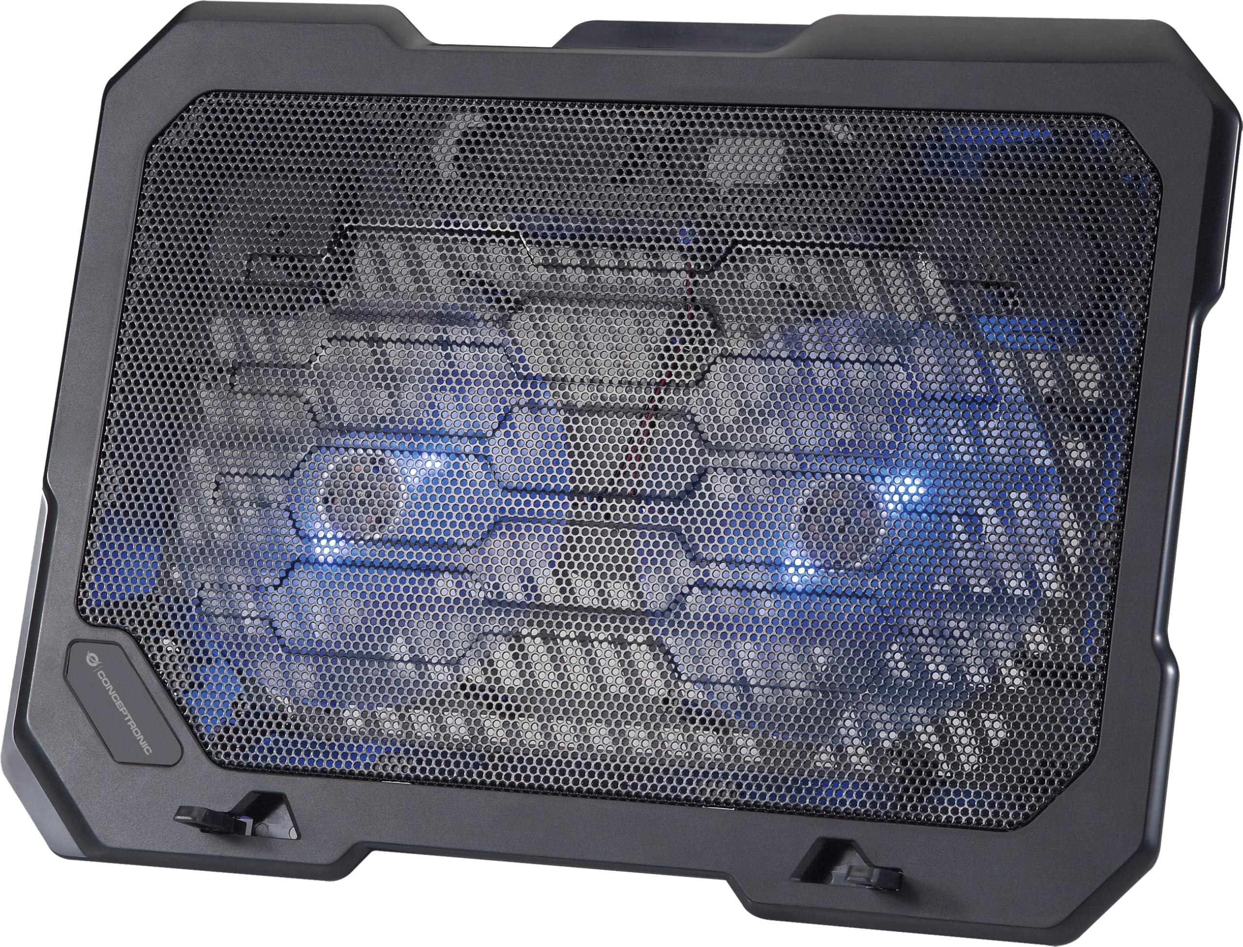 Conceptronic THANA01B Laptop/Notebook Cooling Pad/Tray for up to 15.6" devices, 2 Integrated fans, Height adjustable, Anti slip design, usb powered, Black