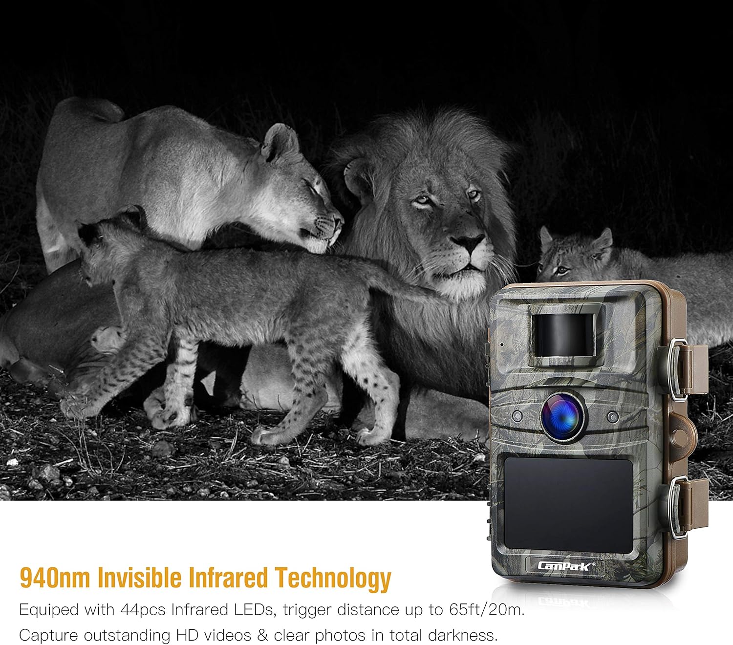 Campark T70 Trail Game Camera No Glow Night Vision 14MP 1080P Outdoor