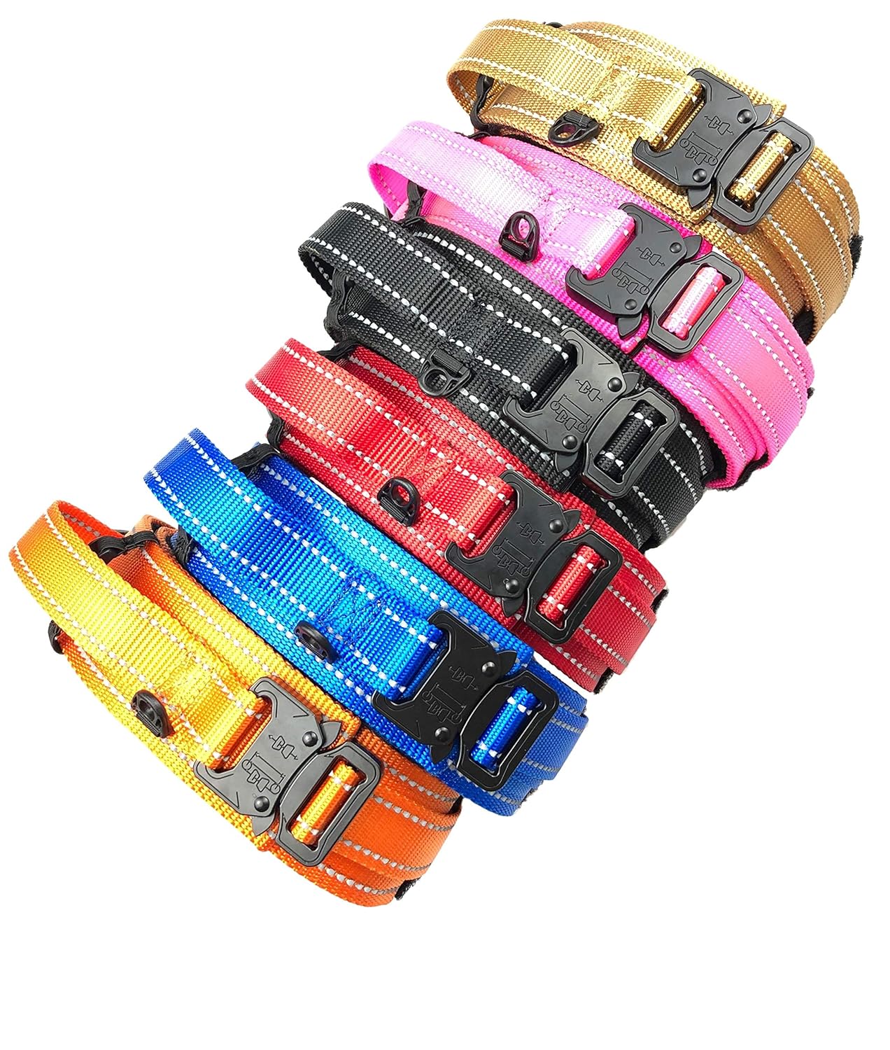 Cheap DOG COLLAR WITH CONTROL HANDLE MILITARY STYLE METAL QUICK RELEASE