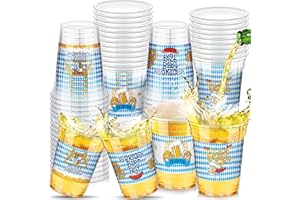 Kochorie 60 Pcs Plastic Oktoberfest Cups 16 Oz Clear Plastic Drinking Cups German Beer Festival Cup Beer Disposable Beverage Drinking Cup for Oktoberfest Party Favors Home Supplies