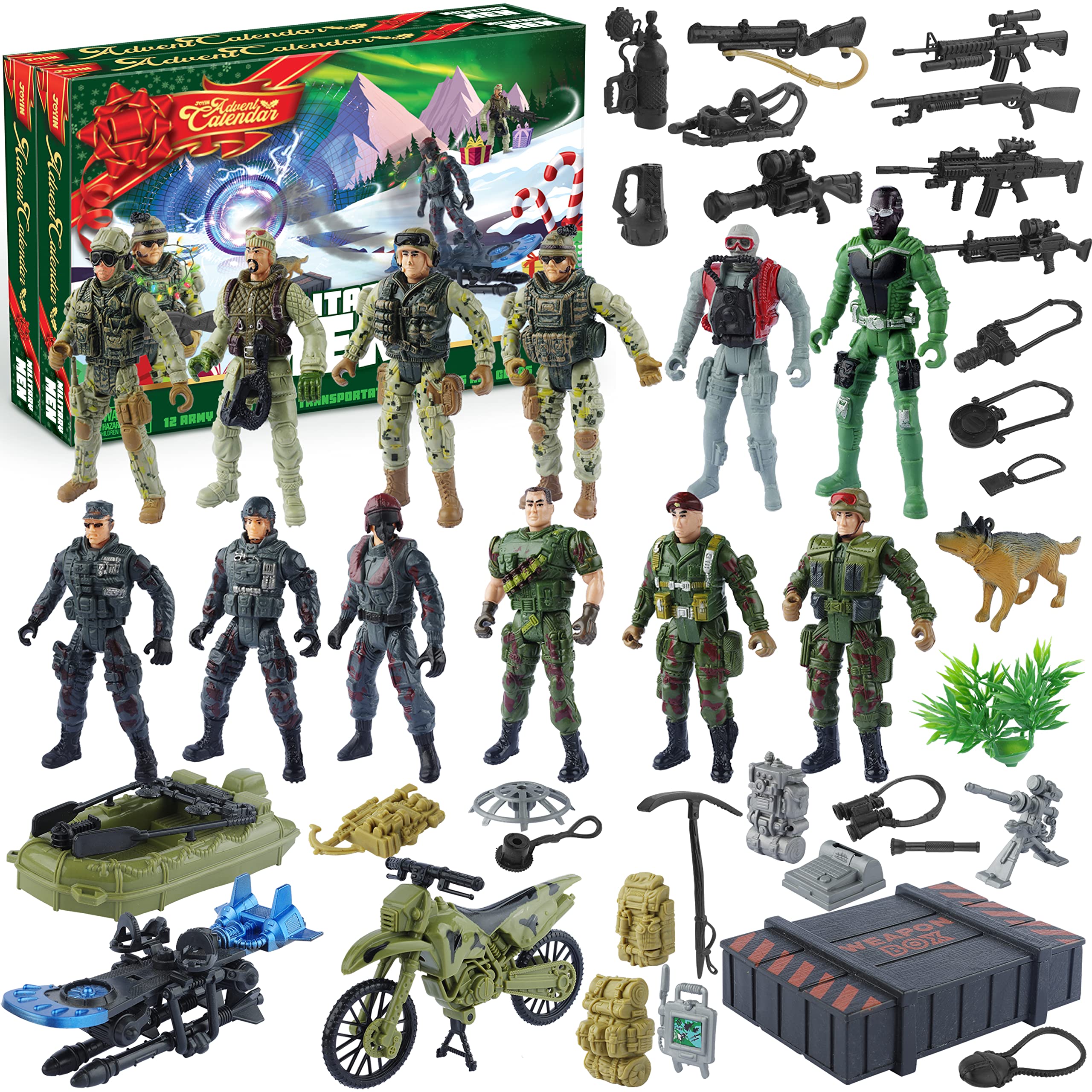 JOYIN 2023 Advent Calendar Kids Christmas 24 Days Countdown Calendar Toys for Kids with Military Army Man