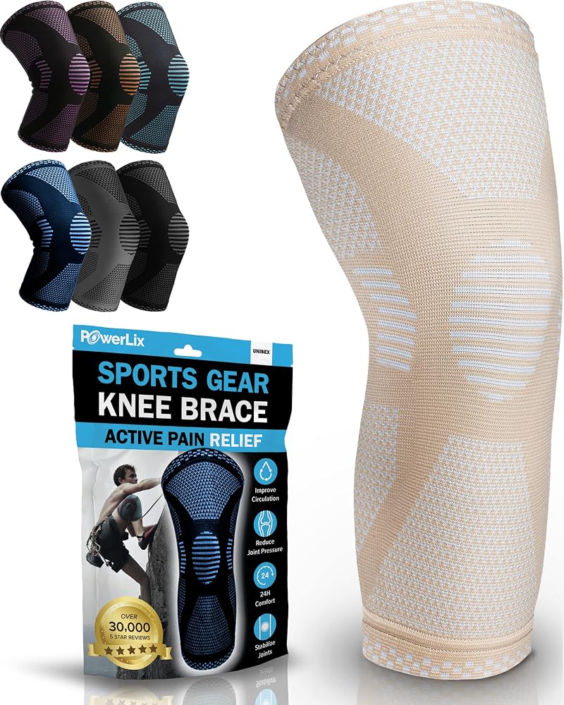 POWERLIX Knee Support for Women Men Beige XXLarge Beige Knee Brace
