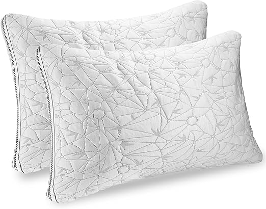 Bamboo Gel Infused Shredded Memory Foam Queen Size Pillow With Removable Cover Bed Pillows Home Garden