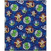 Disney Toy Story 4 - Blue, Green, Yellow & Red Super Soft Plush Toddler Blanket, Blue, Green, Yellow, Red