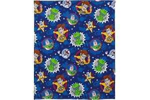 Disney Toy Story 4 - Blue, Green, Yellow & Red Super Soft Plush Toddler Blanket, Blue, Green, Yellow, Red