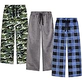 US Angels 3-Pack Boys Pajama Pants - Soft Micro Fleece OR Jersey Knit PJ Bottoms for Kids - Boys Sleepwear, Size 7-20