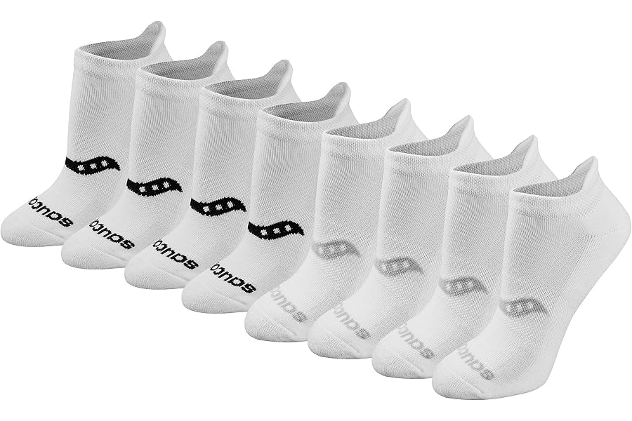 Saucony Women's RunDry Performance Heel Tab Athletic Socks, Available in S-L (8, 16, 24 Pairs)
