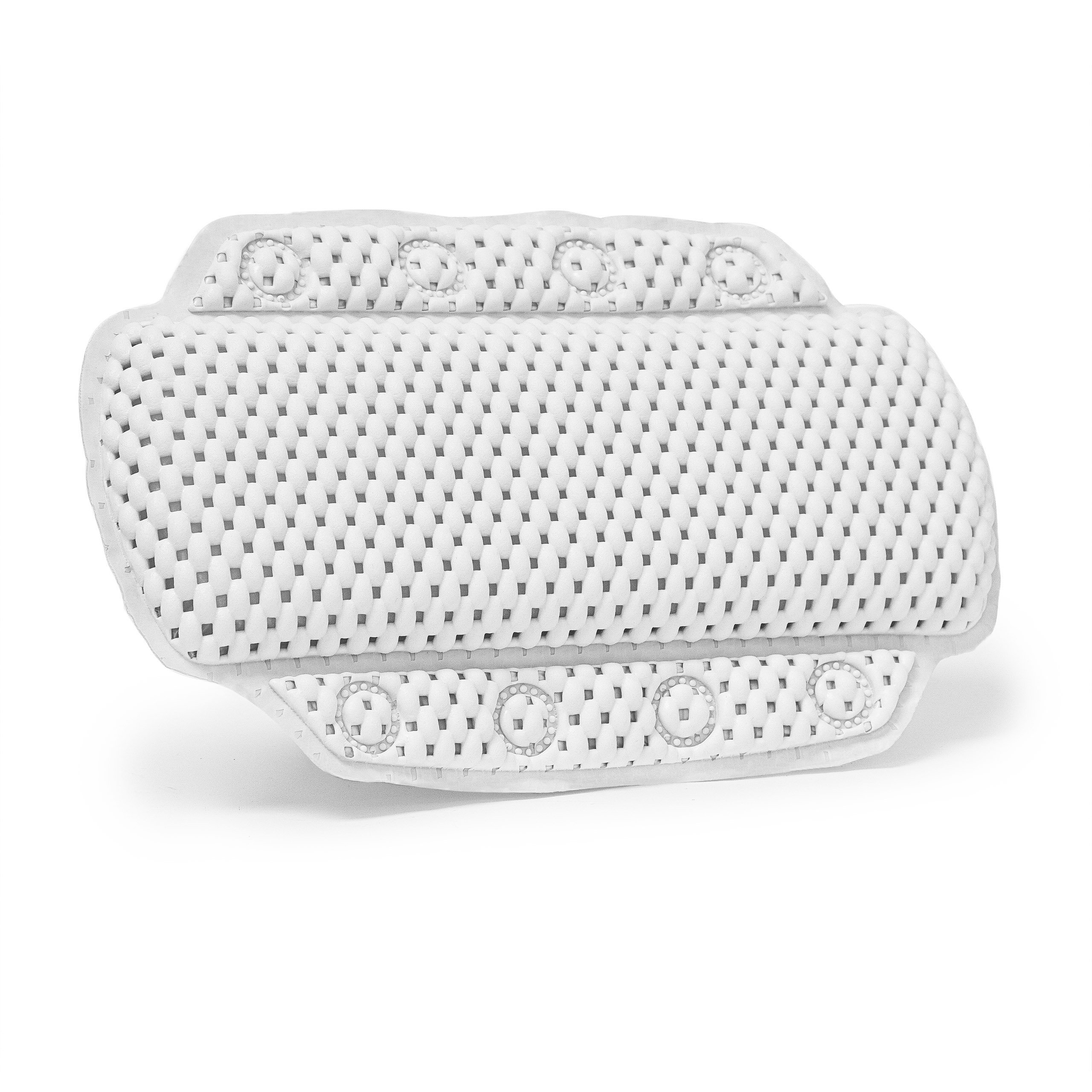 Relaxdays Bath 8 Suction Cups Neck Pillow Made of Soft PVC Foam, Comfortable Spa Cusion for The Bathtub, White, 5 x 31 x 20 cm