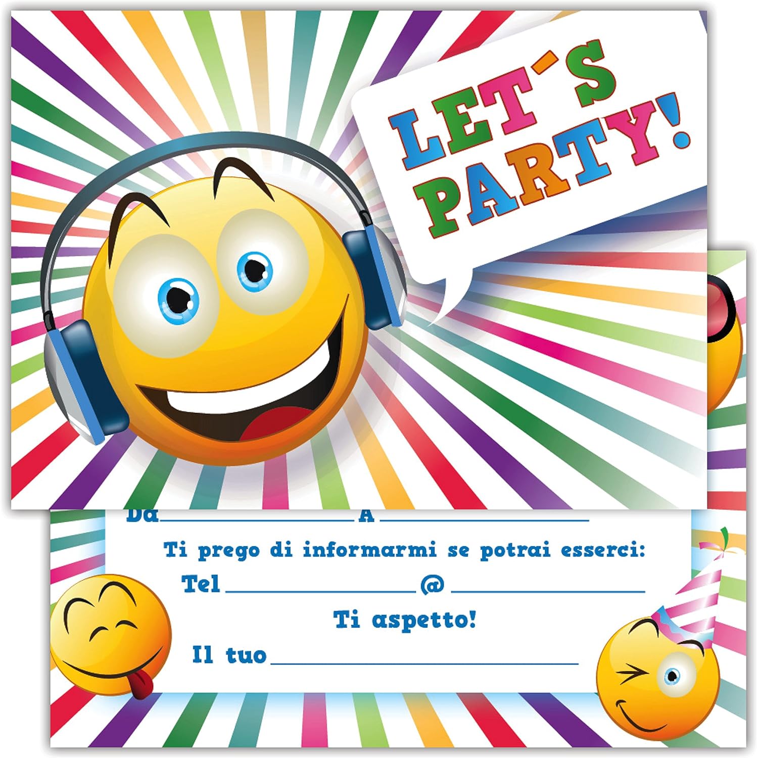 Partycards Set di 12 inviti Compleanno Biglietti invito per Festa Compleanno per Bambini e Partycards Set di 12 inviti Compleanno Biglietti invito per Festa Compleanno per Bambini e