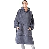 CozyLeep Wearable Blanket Hoodie Women Men, Warm Sherpa Oversized Hooded Blanket Sweatshirt Gifts for Adluts Mom Girlfriend (Grey)
