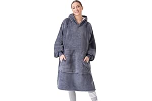 CozyLeep Wearable Blanket Hoodie Women Men, Warm Sherpa Oversized Hooded Blanket Sweatshirt Gifts for Adluts Mom Girlfriend (Grey)