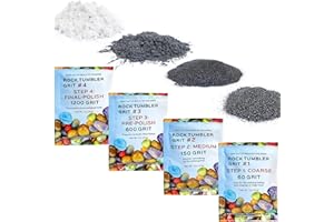 KomeStone Enhanced Rock Tumbler Grit and Polish Refill Kit – Trial Pack, 4-Step Polishing Grits, 4 Bags Abrasive Grit, Compatible with All Rock Tumblers
