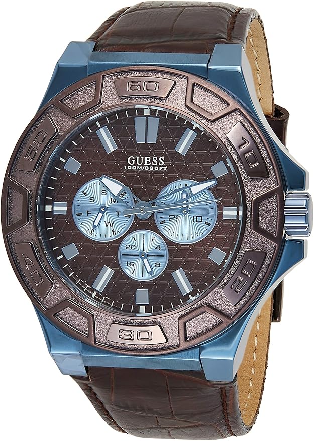 Guess Men's Analogue Quartz Watch with Leather Strap W0674G5 Amazon.co