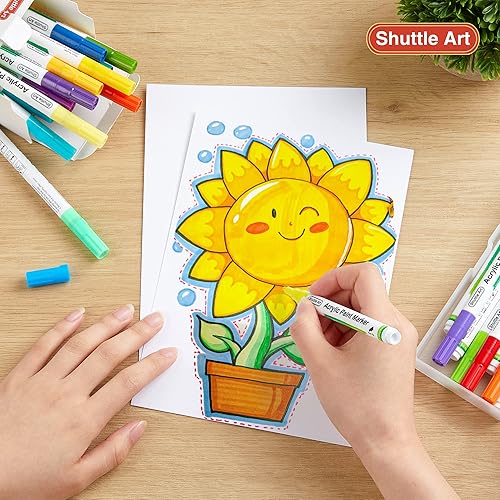 Shuttle Art Paint Pens, 42 Colors Acrylic Paint Markers, Low-Odor  Water-Based Quick Dry Paint Markers for Rock