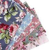 5 Pack Floral Fabric By The Yard 20 x 20 Inches Cotton Fabric Precut Patchwork Fabrics Set Floral Square Quilting Patchwork Flower Fabrics for Sewing Quilting DIY Crafting(Colorful)