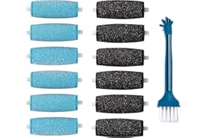 LULUKO12PCs Replacement Rollers Compatible with Amope Pedi Perfect Wet&Dry Footfile (6Extra 6Regular(Blue))
