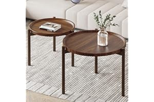 BEARUT Round Nesting Coffee Tables Set of 2,Round End Table,Small Nesting Tables,Side Table,for for Living Room Bedroom Balcony