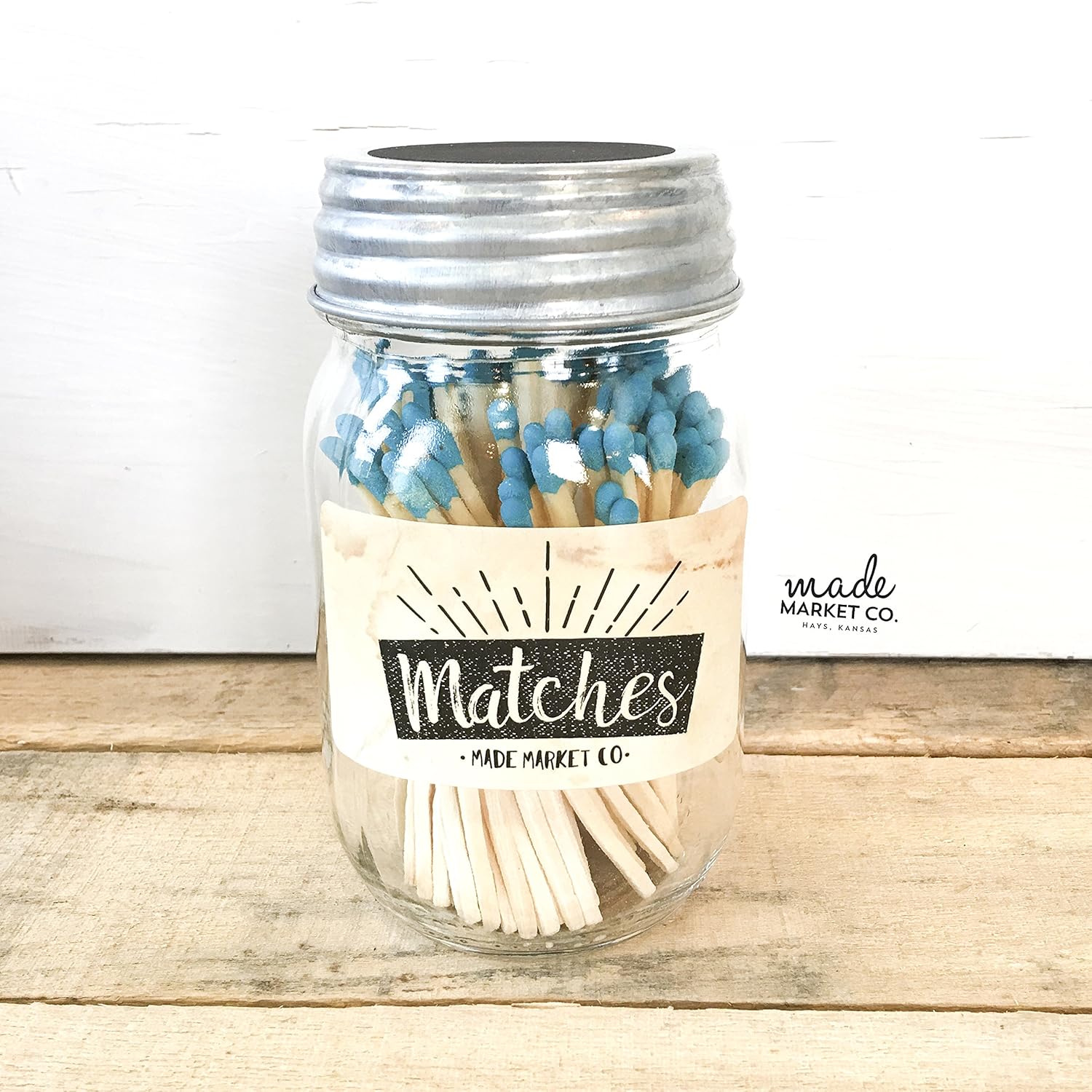 Aqua Tip Colored Matches Match Sticks Decorative Mason Jar Farmhouse Home Decor Unique Gifts For Her Best Seller Most Popular Item